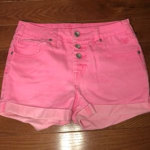 High rise hot pink shorts